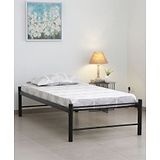 Metallika Osaka Single Size Metal Bed, Without Storage with Black Matte Finish