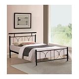 Metallika Spain Single Size Metal Bed With Headboard in Black Matte Finish