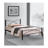 Metallika Berlin Single Size Metal Bed With Headboard in Black Matte Finish