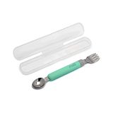 Melii Spork On the Go With Case Mint & grey