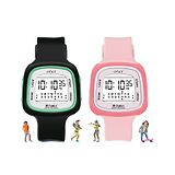 Spiky Set Of 2 Unique Square Multi Functional Sports Digital Watches - Black and Pink