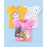 Babyhug Disney Cotton Knit Half Sleeves Tops with Aristocats Marie Graphics Pack Of 3 - Multicolour