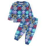 Babyhug Marvel Single Jersey Knit Full Sleeves Night Suit with Avengers Print - Navy Blue