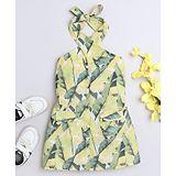 Taffykids Sleeveless Abstract Printed A Line Dress - Yellow & Green