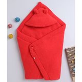 Yellow Apple Hooded Blanket cum Wrapper - Red