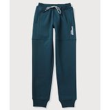 GINI & JONY Gini And Jony Cotton Full Length Track Pant Cut & Sew Design Text Print - Teal Blue