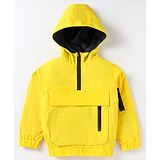 Pepito Woven Full Sleeves Hooded Jacket With Pocket- Yellow