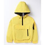 Pepito Woven Full Sleeves Hooded Solid Colour Jacket With Pocket- Yellow