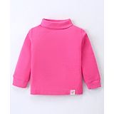 Pink Rabbit Single Jersey Full Sleeves Solid Turtle Neck T-Shirt - Pink