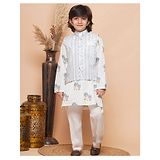 AJ Dezines Full Sleeves Floral Printed Cotton Kurta Pyjama Set -  Grey