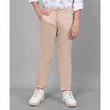 CRIMSOUNE CLUB Cotton Solid Trousers - Beige