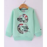 Noddy Full Sleeves Run The City Text Printed Sweatshirt - Green