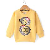 Noddy Full Sleeves Run The City Text Printed Sweatshirt - Yellow