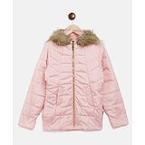 CRIMSOUNE CLUB Full Sleeves Solid Hooded Jacket  -  Pink