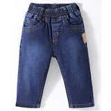 Little Kangaroos Cotton Full Length Denim Jeans Solid Colour -  Dark Blue