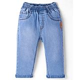 Little Kangaroos Cotton Full Length Denim Jeans Solid Colour -  Light Blue