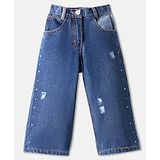 Little Kangaroos Cotton Full Length Solid Color Denim Jeans - Navy Blue