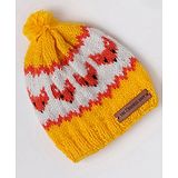 The Original Knit Fox Detailed Woollen Beanie Cap - Yellow & White