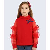 One Friday Full  Sleeves Bow Detailed Top - Red