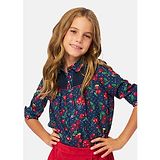 One Friday Full Sleeves Cherry Printed Top - Navy Blue