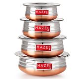 HAZEL Copper Bottom Urli with Lid - 4 Pcs Set