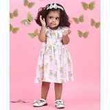 Polka Tots Sleeveless Baby Elephant Printed Dress - Multi Colour