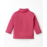 Zero Sinker Knit Full Sleeves Turtle Neck Solid Color T-Shirt - Maroon