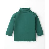 Zero Sinker Knit Full Sleeves Turtle Neck Solid Color T-Shirt - Green