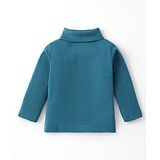 Zero Sinker Knit Full Sleeves Turtle Neck Solid Color T-Shirt - Blue