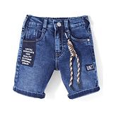 Ruff Knee Length Denim Jamaican with Text Patch - Blue