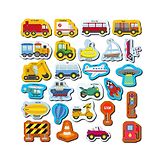 MiniLeaves Mini Leaves 26 Pieces Transport Full Magnetic Fridge Magnets for Kids- Car, Bus, Boat, UFO with Traffic Sign Board for whiteboard - Educational Toy for Kids