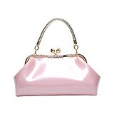 SYGA Women's Glossy Patent Leather Handbag Kiss Lock Purse Top Handle Handbag Suitable Gift for a festival, occasion, Birthday (Pink)