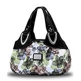 SYGA Women's Printed PU Leather Hobo Bag, Multiple Colors and Patterns, Crossbody Shoulder(BLACK FANTASY GREEN FLOWER)