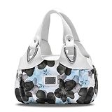 SYGA Women's Printed PU Leather Hobo Bag, Multiple Colors and Patterns, Crossbody Shoulder(WHITE FANTASY BLUE FLOWER)