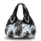 SYGA Women's Printed PU Leather Hobo Bag, Multiple Colors and Patterns, Crossbody Shoulder(BLACK FANTASY BLUE FLOWER)