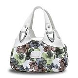 SYGA Women's Printed PU Leather Hobo Bag, Multiple Colors and Patterns, Crossbody Shoulder(WHITE FANTASY GREEN FLOWERS)