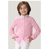 One Friday Cotton Full Sleeves Striped Shirt - Pink