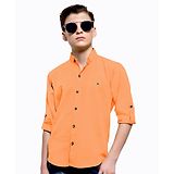 MASHUP Full Sleeves Solid Shirt - Light Orange