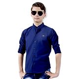 MASHUP Boys Full Sleeves Solid Shirt - Navy Blue