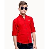 MASHUP Full Sleeves Solid Shirt - Red