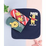 Babyhug Disney Interlock Knit Hands and Face Towel With Winnie the Pooh Graphic Pack of 3 L 28 x B x 28 cm - Green Blue & Red