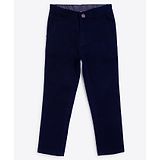 Campana Cotton-Lycra Solid Chino Trousers - Navy Blue