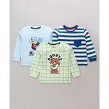 Mini Donuts Cotton Sinker Knit Full Sleeves T-Shirt With Nautical Theme Print Pack of 3 - White Red & Blue