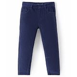 Under Fourteen Only Cotton Solid Textured Trousers - Navy Blue