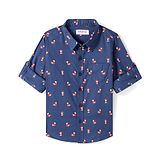 Babyhug Cotton Woven Full Sleeves Fox Printed Shirt - Navy Blue