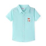 Babyhug Cotton Woven Half Sleeves Shirt with Fox Print - Light Blue