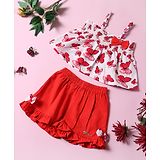 Nauti Nati Sleeveless Butterfly Printed Top with Shorts - Red