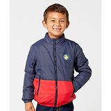 One Friday Full Sleeves Colour Blocked Puffer Jacket - Navy Blue