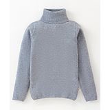 Yellow Apple Viscose Knit Full Sleeves Turtle Neck Solid Colour Winter T-Shirt - Grey