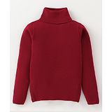 Yellow Apple Viscose Knit Full Sleeves Turtle Neck Solid Colour Winter T-Shirt - Maroon